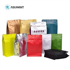 ভালভের সাথে নীচে কফি শিম চা প্যাকেজিং ব্যাগ সাইড গুসেট জিপলক